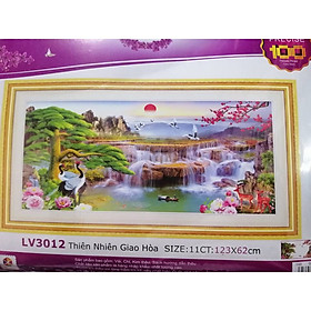 Tranh thêu chữ thập 3D thiên nhiên giao hòa 123x62cm_ tự thêu