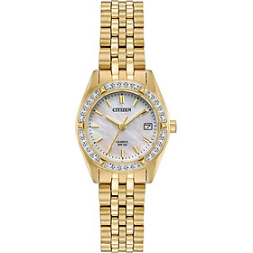 Đồng Hồ Citizen Nữ Đính Đá Swarovski Dây Kim Loại Pin-Quartz EU6062-50D - Mặt Xà Cừ (26mm)