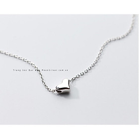 Dây chuyền vòng cổ bạc nữ Moonsilver mặt tim phồng tiny