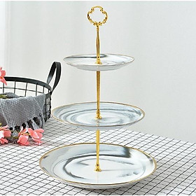 Mua KHAY ĐỰNG MỨT TẾT BÁNH KẸO HOA QUẢ 3 TẦNG TRẮNG VÂN XÁM