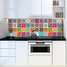 Decal Dán Bếp GẠCH BÔNG ĐA SẮC - Hàng in tại xưởng