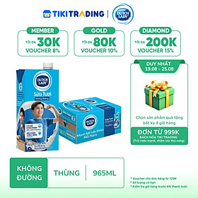 [19-25.08 QT đơn từ 999k] Thùng 12 Hộp Sữa Tươi Tiệt Trùng Dutch Lady Cô Gái Hà Lan Không Đường (12 X 965ML)