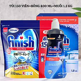 Combo viên rửa bát finish nhật 150 viên + muối finish 1,2kg + nước làm bóng finish 400ml
