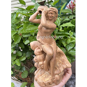 Mua Tượng điêu khắc nàng tiên ốc xông trầm gỗ bách xanh thơm nức kt cao 20×9×8cm