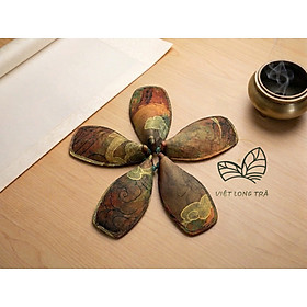 CUNG NHÃN TRÀ ĐAN TRE BỌC VẢI SATIN ĐÍNH NGỌC - TRÀ CỤ ĐẲNG CẤP CHO BÀN TRÀ