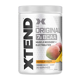 XTEND BCAA của Scivation hương Mango Madness (Xoài) hộp 30 lần dùng hỗ trợ phục hồi cơ bắp, tăng sức bền sức mạnh, đốt mỡ, giảm cân, giảm mỡ bụng cho người tập gym và chơi thể thao