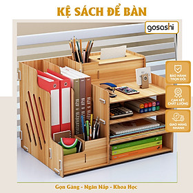 Kệ Để Đồ Văn Phòng Gỗ 6 Ngăn 4 Tầng Kệ Để Tài Liệu Sách Đồ Dùng Học Tập Làm Bằng Gỗ Để Bàn Đa Năng - Giao Màu Ngẫu Nhiên