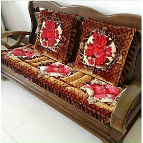 Mua Bộ đệm ghế phòng khách nỉ nhung hoa hồng cao cấp