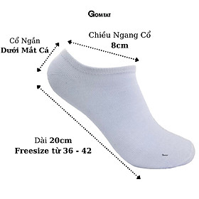 Tất Trơn Cổ Ngắn Nam Nữ GOMTAT, Vớ Cổ Ngắn Unisex Trơn Màu Vải Cotton Chuẩn Xuất Nhật - VOTRON-VNXK - Trắng