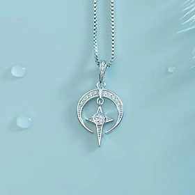 Vòng cổ mặt trăng ôm sao đính đá - Trang sức bạc Panmila (DC.X020)