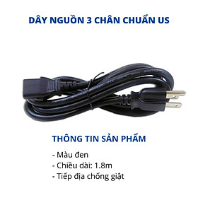 Dây nguồn máy tính - Dây nguồn 3 chân C13 chuẩn UK, US dài 1.8m chất lượng cao có cầu chì và chân tiếp mát