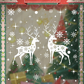 Decal trang trí Noel hít tĩnh điện - 2 Chú nai trắng
