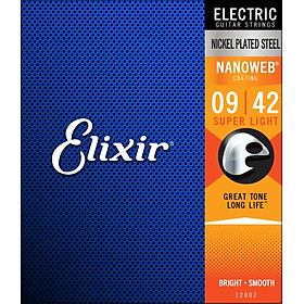 Mua Bộ dây đàn Guitar Điện cao cấp/ Electric Guitar Strings - Elixir 12002  Bright  Smooth - Nickel Plated Steel  Nanoweb Coating  Super Light 09-42 - Hàng chính hãng