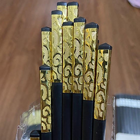Bộ 10 đôi đũa khảm vàng phong cách Nhật Bản( hoa văn chữ S)