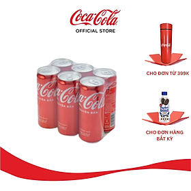 Lốc 6 Lon Nước Giải Khát Coca-Cola vị Nguyên Bản Original Lon 320ml