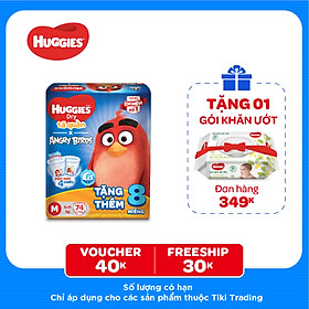 Tã Quần Huggies Dry Gói Cực Đại Angry Birds Phiên Bản Giới Hạn M74 (74 Miếng) - Tặng 8 Miếng