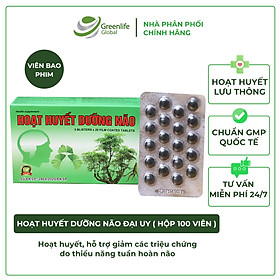 Hoat Huyết Dưỡng Não - Đại Uy (Hộp 5 vỉ x 20 Viên)