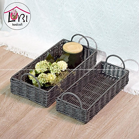 Mua Lubihandicraft - Khay đựng đồ đan dây nhựa xám - đẹp  bền