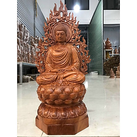 Mua Tượng phật thích ca bằng gỗ đá kt cao 30×15×15cm +lá chắn cao 40cm