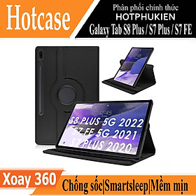 Case bao da chống sốc xoay 360 độ cho Galaxy Tab S8 Plus /  Tab S7 Plus / Tab S7 FE 12.4 inch hiệu HOTCASE (thiết kế siêu mỏng hỗ trợ Smartsleep, gập nhiều tư thế, tản nhiệt tốt) - hàng nhập khẩu