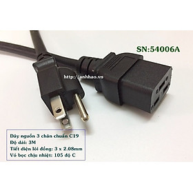 Mua Dây nguồn 3 chấu chuẩn C19 dùng cho Server  UPS  PDU dài 2M  3M. Tiết diện lõi đồng 3 x 2.08mm