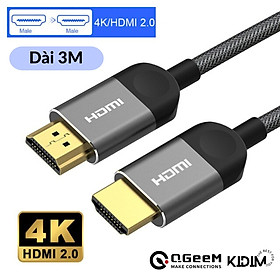 Mua Cáp HDMI sang HDMI QGeeM hỗ trợ 4K*2K@60HZ UHD dây cáp bện nylon đầu mạ vàng hợp kim nhôm dài 3M-Hàng Chính Hãng