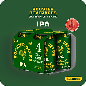 Bia thủ công | Rooster Beers IPA (Bia Gà IPA) Lốc 4 lon x 330ml