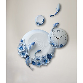 Mua Đồng hồ treo tường nghệ thuật Điêu khắc nổi hình cá chép 042