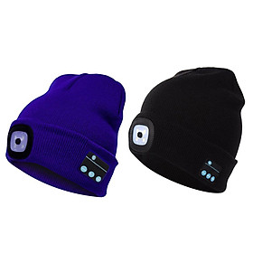 2 Pieces Bluetooth Beanie Hat Winter Music Cap With Wireless Stereo Earphone