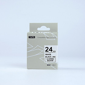 Mua Tape nhãn in tương thích SS24KW (LC-6WBN) dùng cho máy in nhãn KingJim SR & EPSON LW (chữ đen nền trắng  24mm)