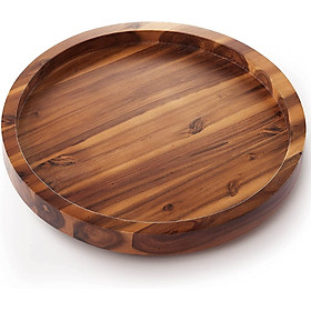 Mua KHAY GỖ XOAY MÀU NÂU GỖ 33CM  DECOR TRANG TRÍ THỨC ĂN  ĐỰNG ĐỒ DÙNG NHÀ BẾP