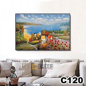 Tranh treo tường canvas 1 bức phong cách hiện đại Bắc Âu, tranh phong cảnh trang trí phòng khách, phòng ngủ, spa C110 - C-120