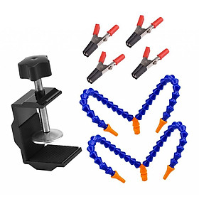 Flexible 4 Arm Third Helping Hands Soldering Tool PCB Holder Workstation Tabletop Clamp Base Kit for Hobby, Jewelry & Repair