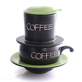 Bộ phin pha cafe màu xanh cao cấp gốm sứ Bát Tràng (phin pha cà phê, phin café, phin cà phê gốm