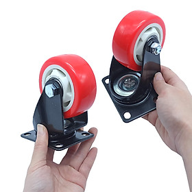 Mua Bánh xe đẩy mặt đế xoay càng sắt tải trọng 50kg lốp nhựa PU cam trắng rộng 30mm Φ75mm