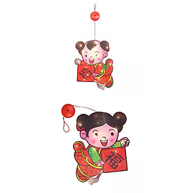2 x Chinese New Year Hanging Decorations LED Decorative Lights for Decor