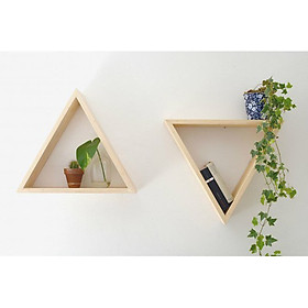 Mua Combo 2  Kệ gỗ trang trí treo tường hình tam giác Phụ kiện trang trí phòng ngủ gỗ thông tự nhiên