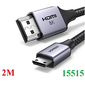 Cáp chuyển đổi Mini HDMI sang HDMI 2.1 dài 2M Ugreen 15515 hỗ trợ 8K@60Hz 4K@144Hz 48Gbps - Hàng chính hãng