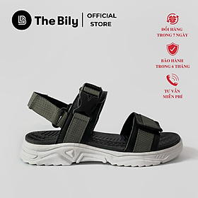 Giày Sandal Nam The Bily Quai Ngang - Đế Trắng Lót Đen Màu Xám BLDTMD03
