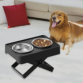 Elevated  Bowl Stand Dog Cat Feeder Pet Feeding Dish Removable Double Bowls Height Range 7cm-25cm Multipurpose X Framed based Food Bowl
