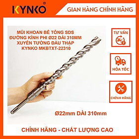 MŨI KHOAN BÊ TÔNG SDS ĐƯỜNG KÍNH PHI Ø22 DÀI 310MM XUYÊN TƯỜNG ĐẦU THẬP KYNKO MKBTXT-22310