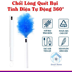 Chổi Lông Quét Bụi Tĩnh Điện Tự Động 360° LongTime Vệ Sinh Đa Năng Vệ Sinh Nhà Cửa , Nội Thất Ô Tô - Hàng Chính Hãng