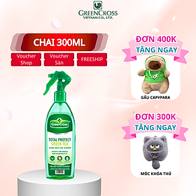 Combo 4-12 Chai Nước rửa tay kháng khuẩn vượt trội Green Cross Total Protect Dạng Xịt 300ml