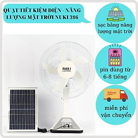 Mua quạt năng lượng mặt trời - quạt tích điện to- quạt sạc - có đèn led nuki 316