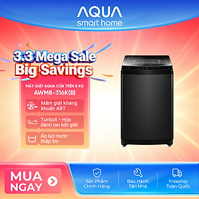 Máy giặt Aqua 8 kg AWM8-316K(B) - Bảo hành 2 năm - Hỗ trợ lắp đặt - Hàng chính hãng