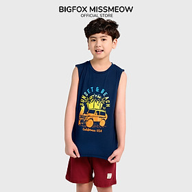 Bộ Ba Lỗ Bé Trai Bigfox, Bộ Quần Áo Trẻ Em Mùa Hè Chất Cotton Mát In Hình Ô Tô Sunset