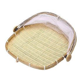 Food Serving Tent Basket Food Storage Basket with Mesh Gauze Cover for Fruit