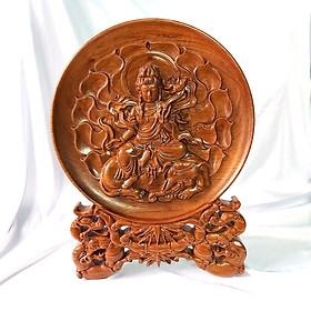 Mua Tranh đĩa gỗ hương phật Phổ Hiền bồ tát - đường kính 32 cm
