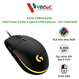 Chuột chơi game có dây LOGITECH G102 GEN2 RGB Black - Hàng Chính Hãng