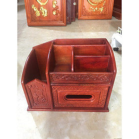 Mua Hộp đa năng đựng giấy để bàn làm việc bằng gỗ hương chạm khắc tinh xảo hàng cao cấp